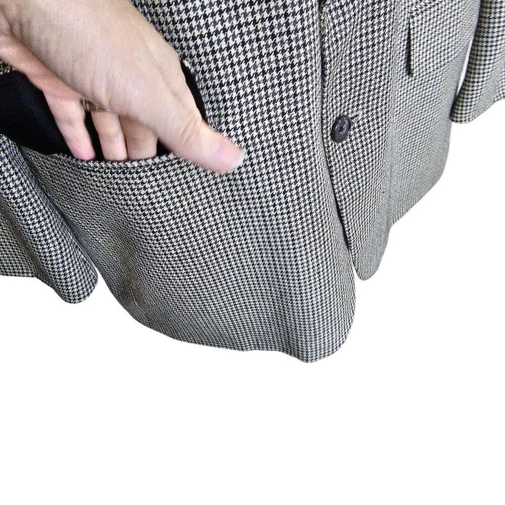 Vintage Oscar De La Renta Silk/Wool Blend Blazer Suit Coat Herringbone Size 42L - Picture 6 of 9